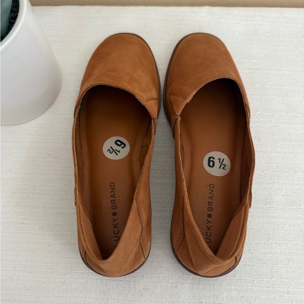 Lucky Brand Harping Brown Tan Nubuck Two Way Casual Flats - Picture 7 of 13